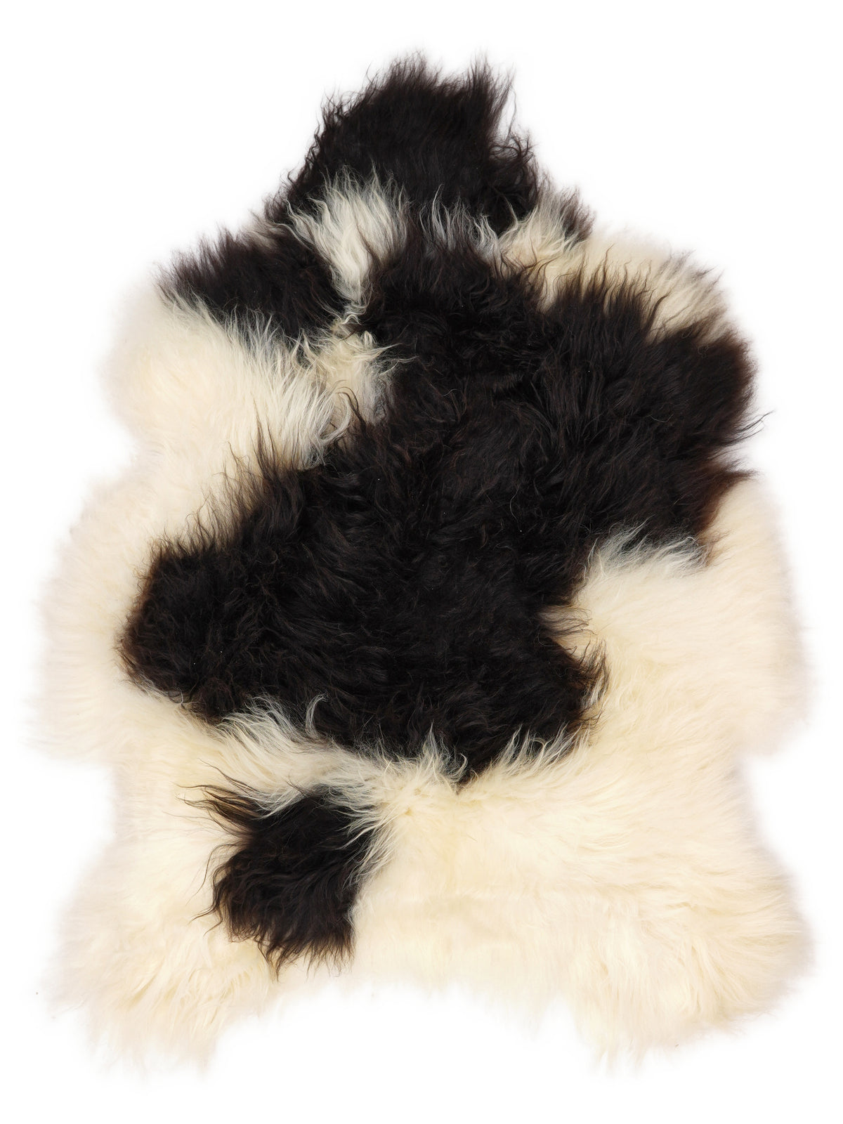 Mehrfarbiges isländisches Schaffell, ca. 110 × 80 cm, von oben fotografiert: genau das Fell, das Sie erhalten