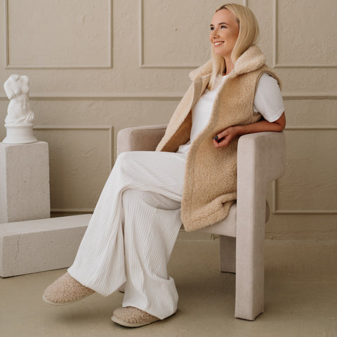 Merino Weste ''Wave'' Beige