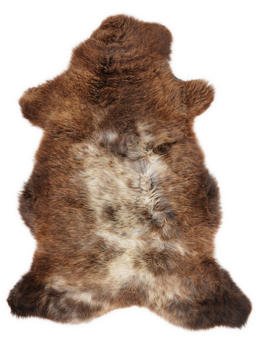 Mehrfarbiges britisches Lammfell, ca. 110 × 65 cm, von oben fotografiert: genau das Fell, das Sie erhalten